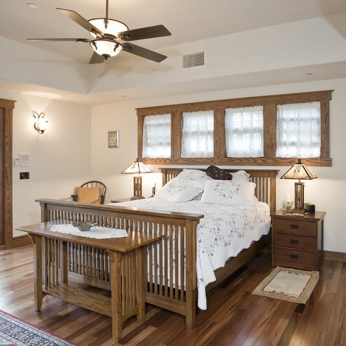 Bedroom with Ceiling Fan and Light